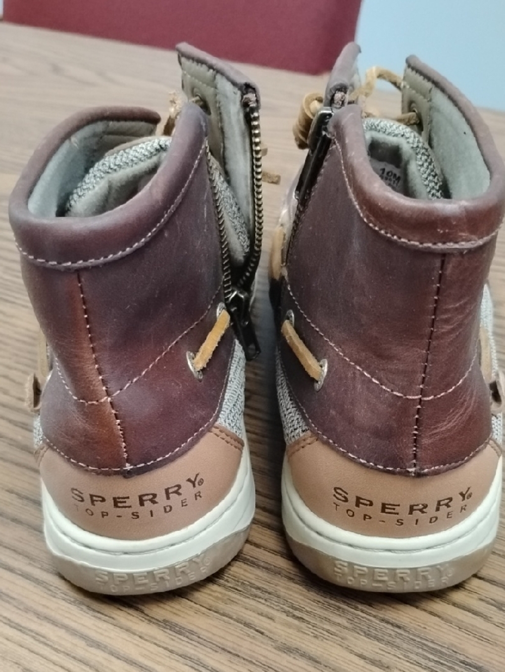 Sperry Top-Sider Hi-Top Brown Leather Casual Moc Toe Boat Shoes w/Zip, Sz 10 - Picture 5 of 11